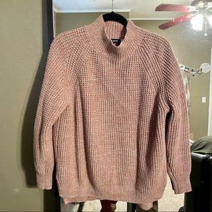 HIGH NECK WAFFLE KNIT SWEATER